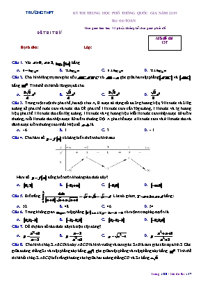 Đề thi thử Trung học Phổ thông Quốc gia môn Toán năm 2019 - Mã đề 137